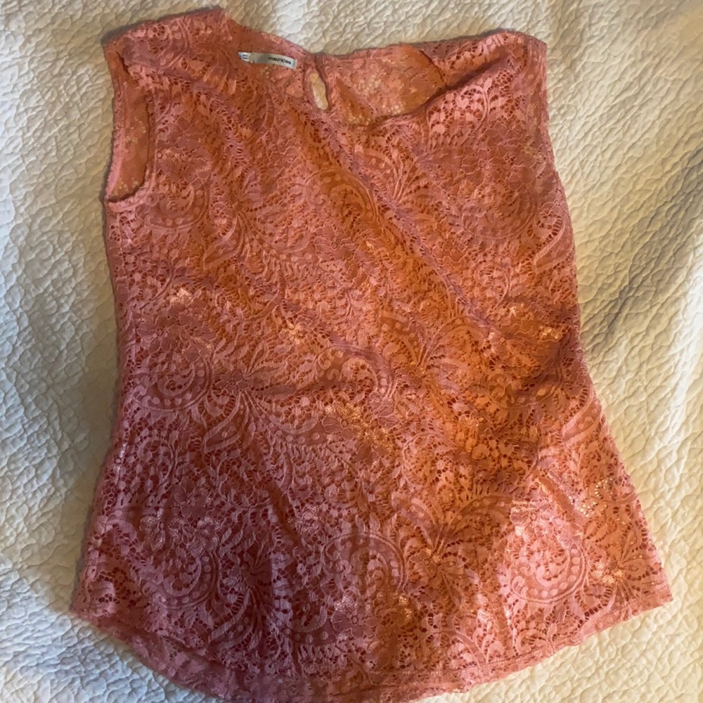 Maurices Sleevless top, coral, sheer floral